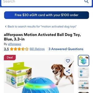 All For Paws Motion Activated Ball Dog Toy - Blue